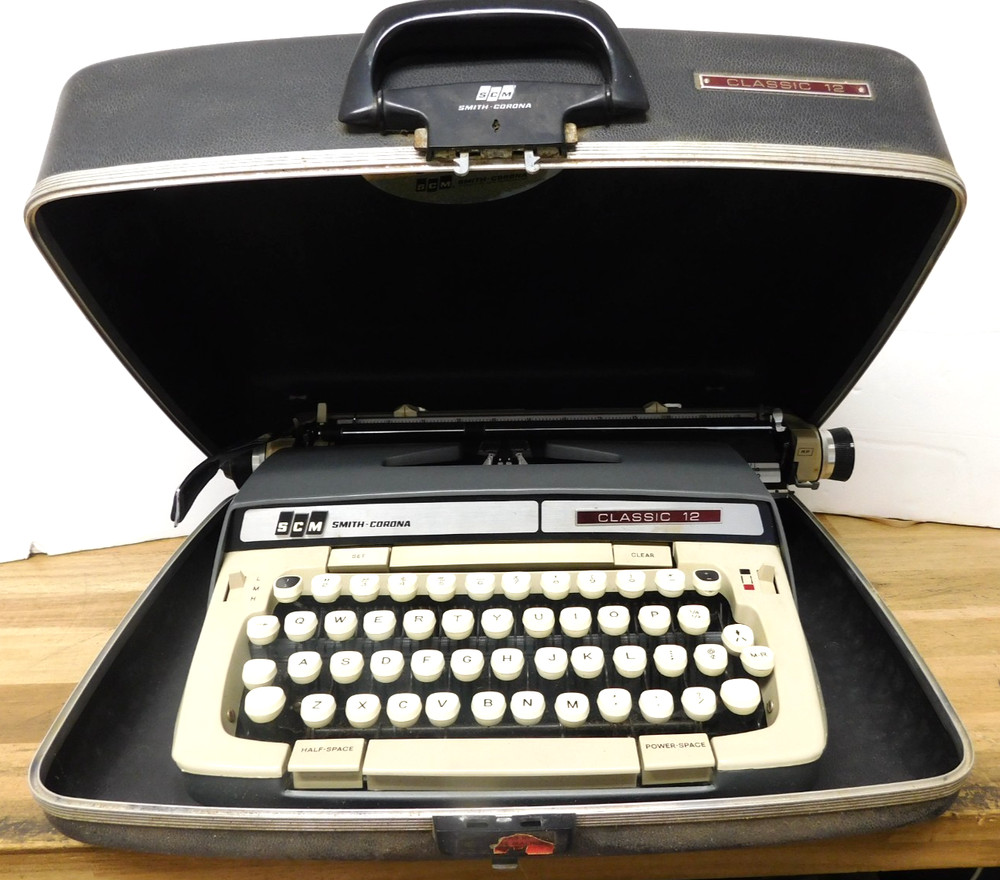 1970s Smith Corona Classic 12 Portable Typewriter with Case