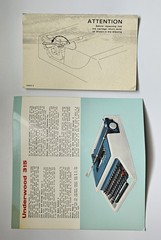 Underwood 315 Typewriter Blue & White Vintage 1970’s w/ case good working cond.