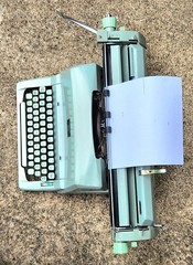 Vtg 1966 Hermes 9 Typewriter Seafoam Green Lg Platen Rare Wide-Carriage + Cover