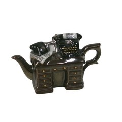 Paul Cardew Miniature Teapot Black Typewriter on Desk