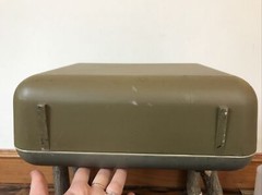 Vintage Underwood 319 Beige Green Portable Typewriter w/ Travel Case + Handles