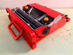 Olivetti Valentine Typewriter • Red Portable w/Original Case, Manuals • Pica