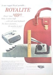 1956 Royalite Typewriter Print Ad With Carrying Case $69.95 Price