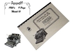 Royal typewriter Model 10 owners Manual 1920’s (9pg)