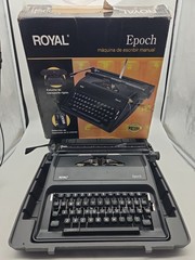 Royal Epoch Manual Typewriter Black w Hard Case and Box – TESTED WORKS NEEDS INK