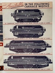 UNDERWOOD TYPEWRITERS. Wide Carriage Models. 1937 Promotional.