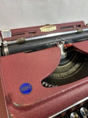 Triumph Norm 6 Red Typewriter Refurbished Cleaned + New Ribbon Year 1950