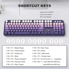 Wired Retro Keyboard, 104 Keys Full-Sized Typewriter Keyboards, Office Keyboa…