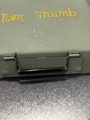 Vintage Tom Thumb 1950’s Youth Manual Typewriter Olive Green Portable Case Steel
