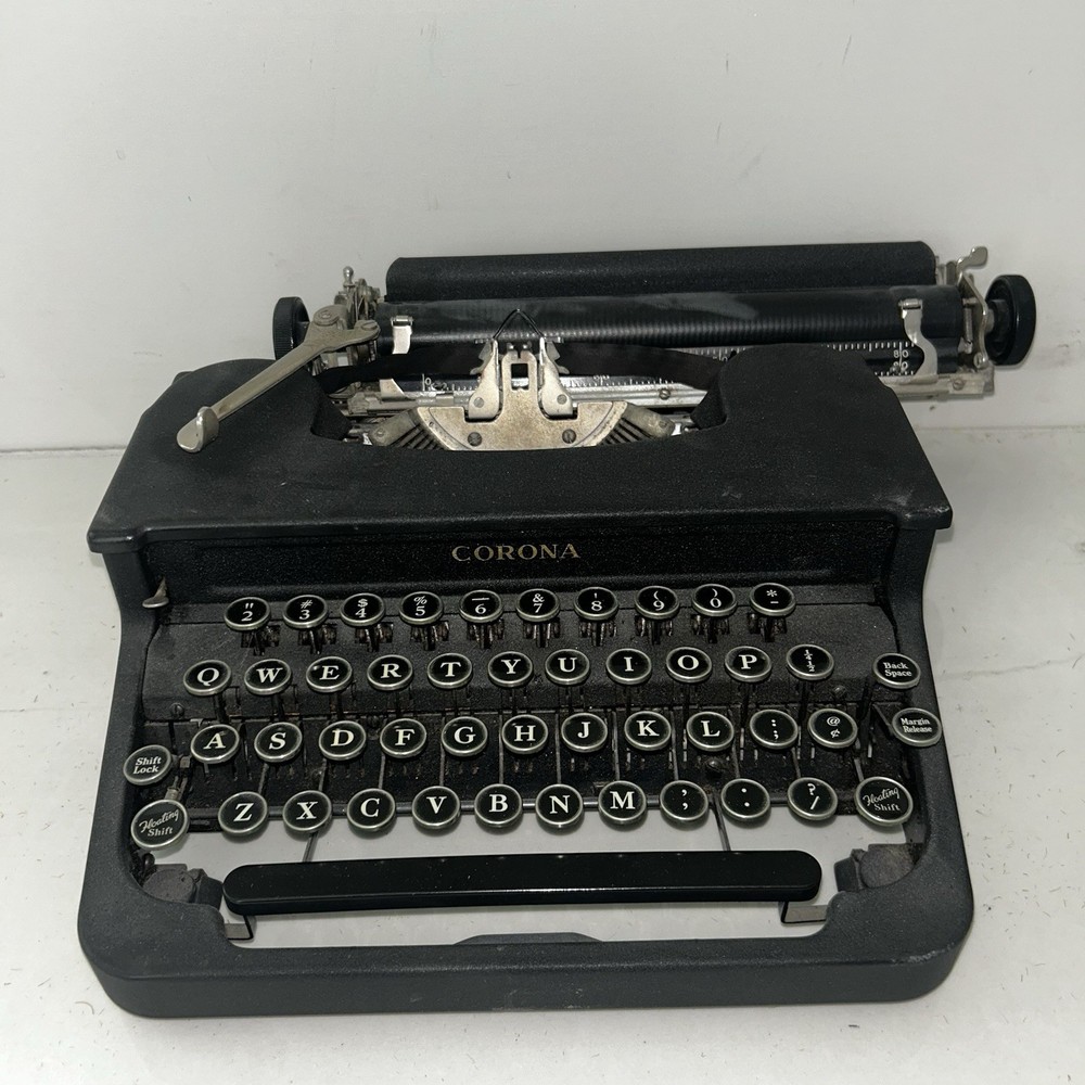 Vintage 1930’s Corona Standard Flat-Top Portable Typewriter Black