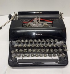 Antique 1930s Corona Standard Glossy Black Typewriter