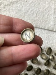 46 Vintage Metal Glass Typewriter Keys For Crafts