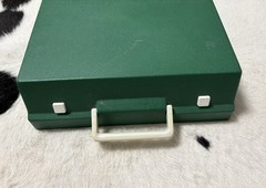 Vtg Olympia Traveller de Luxe Typewriter Green QWERTZ West Germany W/Case As-is