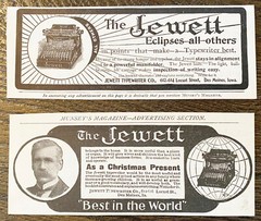 1899 JEWETT TYPEWRITER Vtg Print Ads~Eclipses All Others&Best in World Xmas Gift