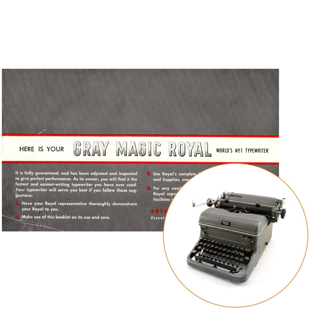 Roya KMG Typewriter Instruction Manual User Repro Gray Magic Antique Vtg