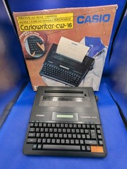 Casiowriter CW-16 Electronic Typewriter, Works, Manual, AC Adapter, 3 pk ribbons