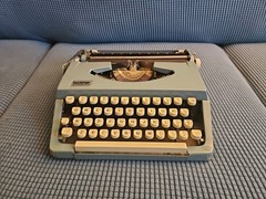 Vintage Brother Charger 870 Portable Typewriter, Works Blue Color Made In Japan