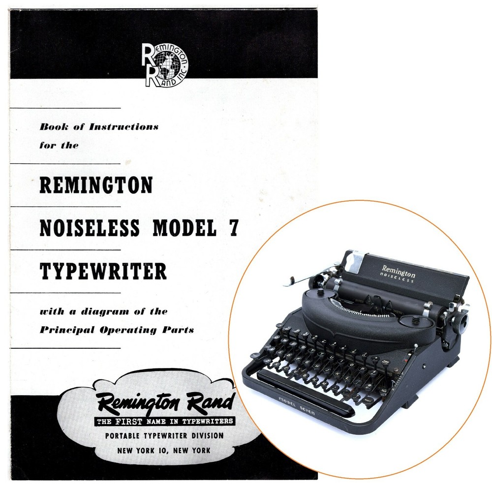 Remington Noiseless Model 7 Typewriter Instruction Manual Antique Vtg Crinkle