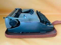 Working Typewriter Erika 10 Green 1960s Typewriter with Leather Case German