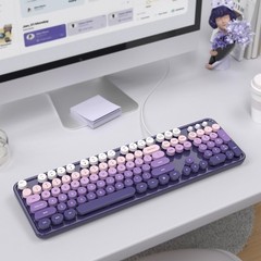 Wired Retro Keyboard, 104 Keys Full-Sized Typewriter Keyboards, Office Keyboa…