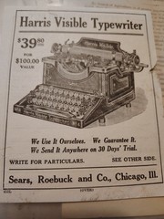 Harris Visible Typewriter and Sears, Roebuck and Co. Add