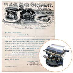 Rare!! 1895 EDISON TYPEWRITER GRAPHIC LETTERHEAD Antique AB Dick Letter Thomas