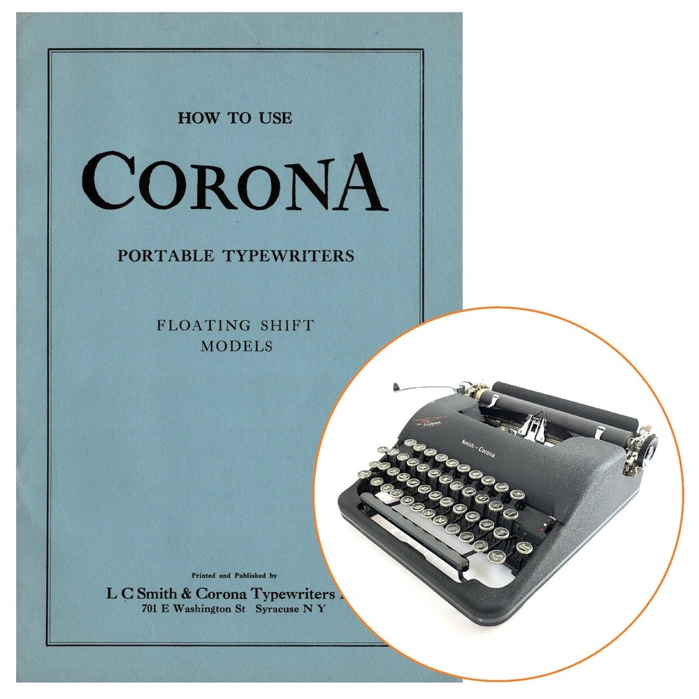 Smith Corona CLIPPER Typewriter Instruction Manual Antique User Repro Speedline
