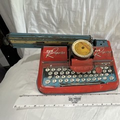 Cub Reporter Portable Manual Metal Vintage Toy Typewriter, Red Blue