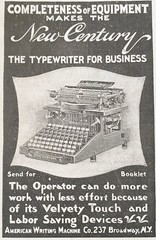 NEW CENTURY TYPEWRITER Caligraph Model No.5 Antique Black&White c1899 Print Ads