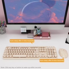 Wireless Keyboard,KOOTOP Cute Colorful 104 Keys Typewriter Retro Round Keycap…