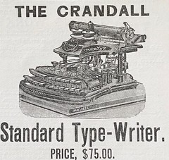 Original 1890 THE CRANDALL Standard Typewriter Vtg Victorian Engraved Print Ad!