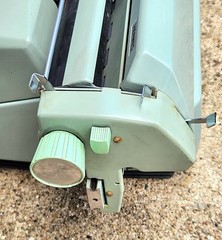 Vtg 1966 Hermes 9 Typewriter Seafoam Green Lg Platen Rare Wide-Carriage + Cover