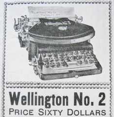 1890s WELLINGTON No2 Price$60 Vtg Typewriter Print Ad~Williams Mfg.Plattsburg,NY