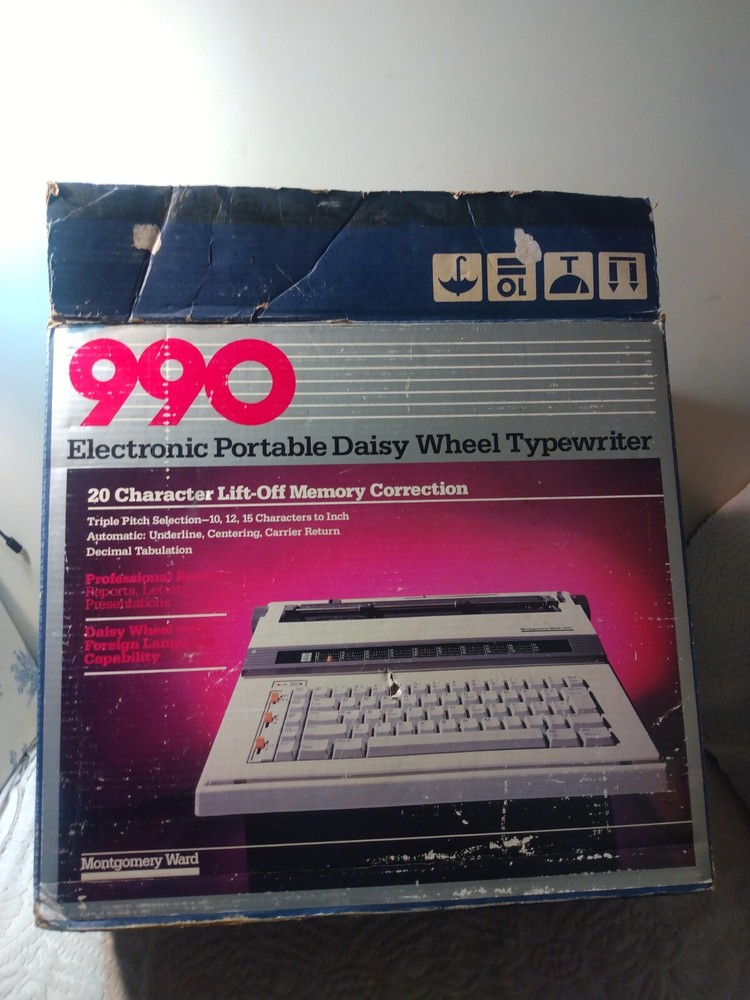 Vtg Montgomery Ward Royal Electronic 990 Typewriter All Orig in Box Works Fine