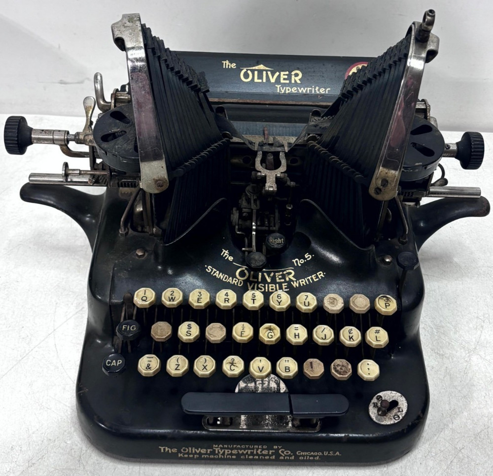 Antique Oliver No 5 Typewriter Standard Visible Batwing Writer USA 1906?