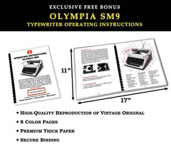 White 1971 Olympia SM9 De Luxe Restored Typewriter, New Platen, SM-9 Pica 97