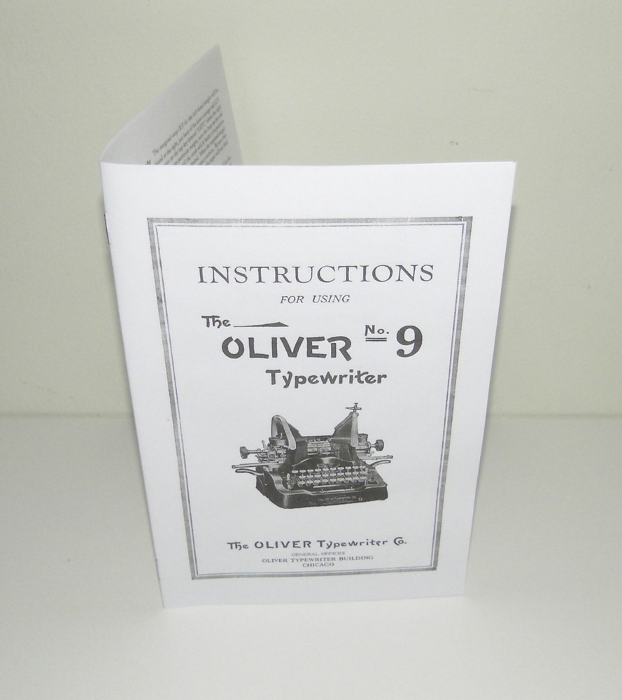 Oliver 9 Typewriter Instruction Manual and Brochure