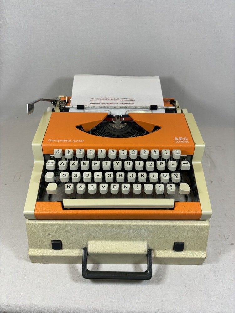 Typewriter Olympia Orange Dactymetal Junior Cleaned Revised, + New Ribbon