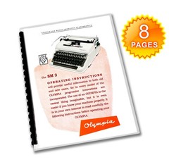White Olympia SM3 De Luxe Typewriter (1953-1959) Manual Operating Instructions
