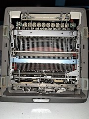 Olympia De Luxe SM7 Typewriter w/ Case Cream Teal Keys 1960s West Germany Pica