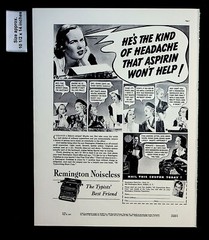 1937 Remington Noiseless Typewriter Old Noisy Headache Vintage Print Ad 32175