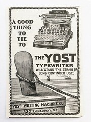 1890s The YOST No.4 TYPEWRITER Vtg Writing Machine Print Ad~GOOD THING TO TIE TO