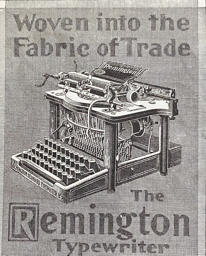1899 REMINGTON Woven into Fabric of Trade Standard No. 2 Old Typewriter Print Ad