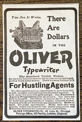 There Are Dollars in the OLIVER TYPEWRITER for Hustling Agents Vtg 1902 Print Ad