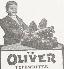 Antique THE OLIVER Standard Visible Typewriter~Cute Young Boy 1903 Vtg Print Ad