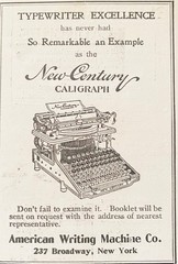 NEW CENTURY TYPEWRITER Caligraph Model No.5 Antique Black&White c1899 Print Ads