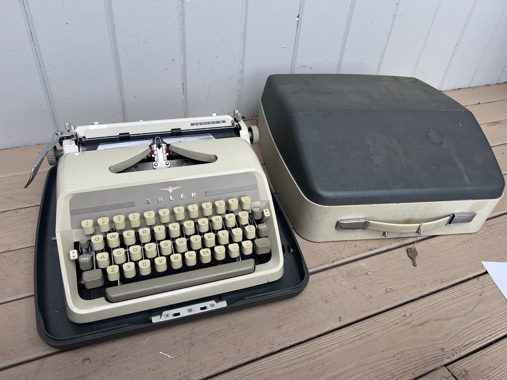 Adler J3 Typewriter Portable Western Germany W/Case 1960’s Functional Key Read
