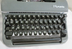 Vintage Olympia Green Portable Manual Typewriter w/ Art Deco Case