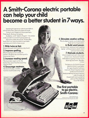 1967 Smith-Corona Portable Electric Typewriter ad ~ Help your child 7 ways