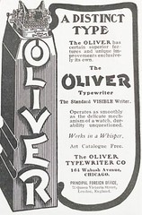 A Distinct Type THE OLIVER TYPEWRITER Visible Writing Machine Vtg 1904 Print Ad